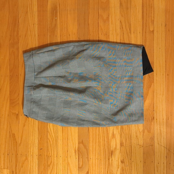 Express Asymmetrical faux wrap plaid skirt - Picture 2 of 3